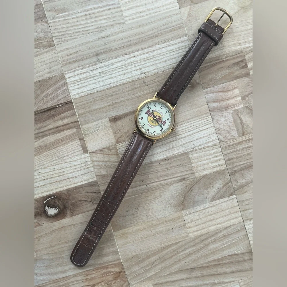 Hard Rock Cafe Orlando Vintage Watch Leather Strap Hard Rock Cafe Motif Dial